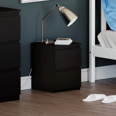Abbildung von Vida Designs Denver Nachttisch, Schwarz, H: 40 x W: 29.5 D: cm