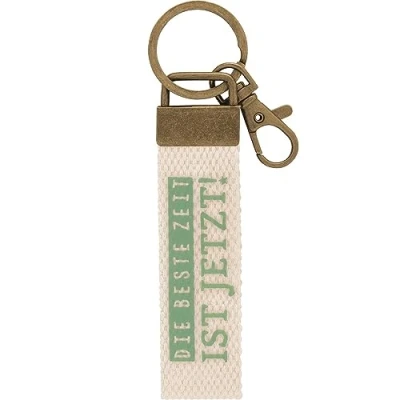 Abbildung von GRUSS &amp; CO Schlüsselanhänger Canvas Motiv Die beste Zeit Anhänger aus hellem mit ist jetzt!, Karabiner 48411