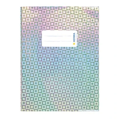 Abbildung von HERMA 19641 Heftumschläge A5 Glamour Silber, 10 Stück, Hefthüllen mit Beschriftungsetikett aus strapazierfähiger &amp; abwischbarer holografischer Polypropylen Folie, Heftschoner für Schulhefte, farbig