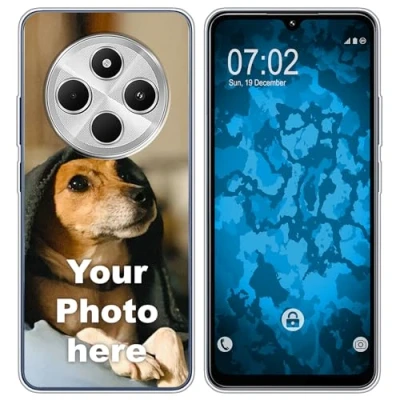 Abbildung von PhoneNatic personalisierte Handyhülle für Xiaomi Redmi 14C Custom Silikon Case in Clear zum selbst gestalten mit eigenem Foto Bild Text individuell