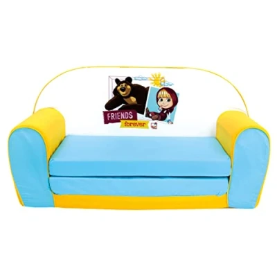 Abbildung von Mascha und der Bär Kindersofa, ausklappbares Schlafsofa für das Kinderzimmer (Kindercouch ausziehbar, ab einem Alter von 18 Monaten geeignet, Transport Maße: 78 x 42 36 cm), Mehrfarbig