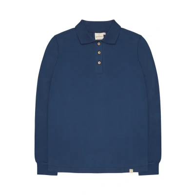 Abbildung von greenjama Damen Langarm Shirt mit Polo Kragen, GOTS Zertifiziert Pyjamaoberteil, Ultramarin, 42