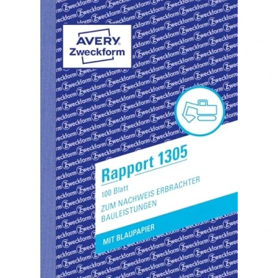 Abbildung von AVERY Zweckform 1305 Rapport (A6, mit 2 Blatt Blaupapier, von Rechtsexperten geprüft, für Deutschland und Österreich zur Dokumentation Arbeitsleistung Materialverbrauch, 100 Blatt) weiß