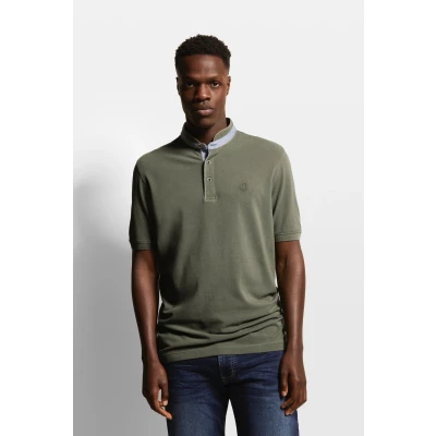 Abbildung von bugatti MIT Stehkragen Tshirt basic, Herren, Größe: Small, Khaki