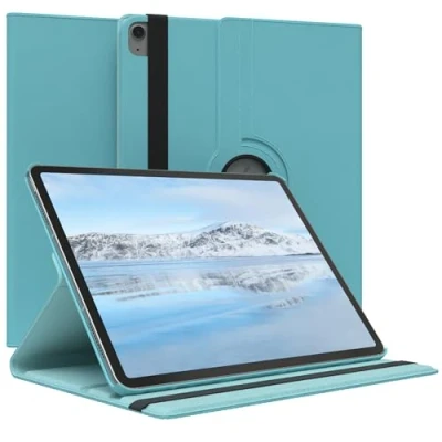 Abbildung von EAZY Case Tablet Hülle für Apple iPad Air 6 (2024) Schutzhülle 12,9 Zoll Smart Cover Rotationcase zum Aufstellen klappbar 360 drehbar mit Standfunktion Tasche Kunstleder in Blau