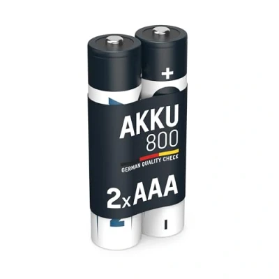 Abbildung von ANSMANN Akku AAA Micro 800 mAh 1,2V NiMH 2 Stück für Geräte mit hohem Stromverbrauch Wiederaufladbare Batterien maxE Akkus Spielzeug Fernbedienung Telefon Kamera uvm Rechargeable Battery