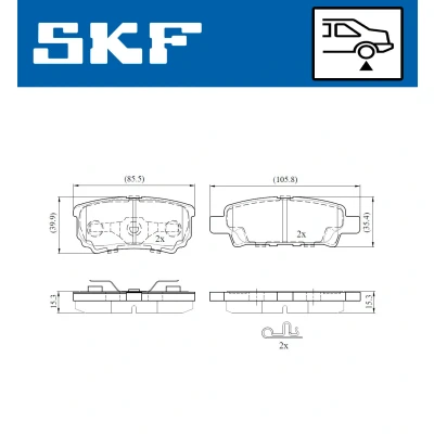 Abbildung von SKF VKBP 90416 A Bremsbelagsatz mit akustischer Verschleißwarnung MITSUBISHI: Lancer 8 Limousine