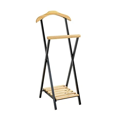 Abbildung von HAKU Möbel Herrendiener Natur, schwarz, Massivholz, Metall Maße: B 45 cm x H 110 T cm, Style: Traditional