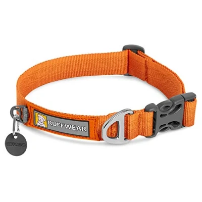 Abbildung von RUFFWEAR Front Range Hundehalsband, Robustes Tubelok Gewebe, Aluminium Leinenbefestigung &amp; Schnalle, Helles, Stilvolles Langlebiges Halsband für den Alltag, Campfire Orange (Größe L, 51 66cm)