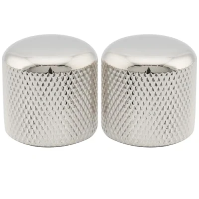 Abbildung von Musiclily Pro Metrisch Stahl Potiknopf Push on Dome Knobs für Import E Gitarre oder Bass, Nickel (2 Stück)