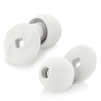Abbildung von Ohrstöpsel zum Schlafen Weicher, wiederverwendbarer Silikon Gehörschutz, SNR 33 dB Geräuschreduzierung. Mit Tragebox und Aufsätzen in Größen XS/S/M/L. (white, Einheitsgröße)