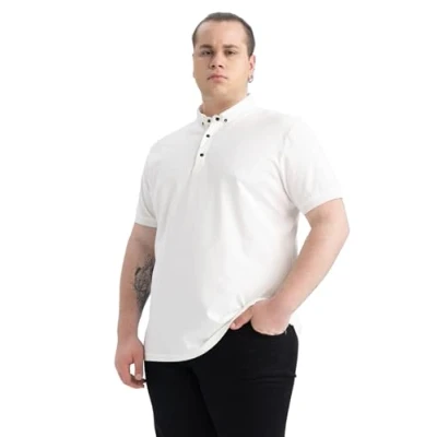 Abbildung von DeFacto Herren T5259AZ Polo Shirt, Off White, XXL