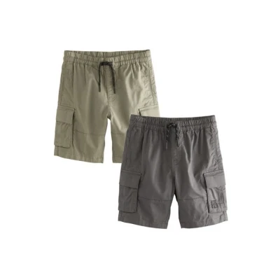 Abbildung von Next Regular FIT 2 PACK Shorts für Kinder, Größe: 146, Khaki charcoal grey