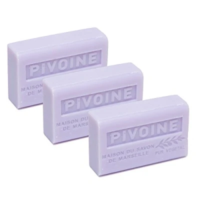 Abbildung von Französische Seife, 3 x 125 g Pfingstrose (Pivoine) Sheabutter La Maison du Savon de Marseille