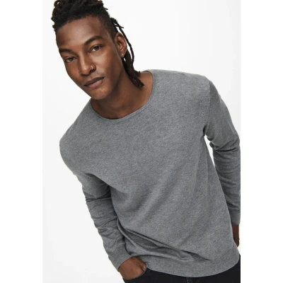 Abbildung von Only &amp; Sons Onswyler LIFE LS CREW NOOS Strickpullover, Herren, Größe: Large, Medium grey melange
