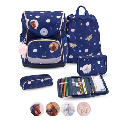 Abbildung von Belmil Premium Compact Plus ergonomisches Schulranzen Set 5 teilig, AGR, Brustgurt, Hüftgurt, Magnetverschluss (405 41/P/S) (Daisy 2)