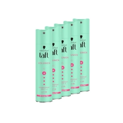 Abbildung von Schwarzkopf Taft Haarspray Volumen (5x 250 ml), Haltegrad 4 Haarstyling, für feines Haar, Haarspray, vegane Formel*