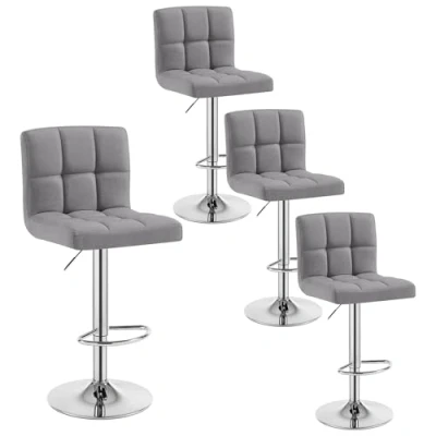 Abbildung von WOLTU Barhocker 4er Set Barstühle HellGrau, Höhenverstellbar, Drehstühle, Küchenstühle mit Rückenlehne und Fußstütze, Robuster Metallrahmen, feines Leinen weiche Sitzfläche, BH32hgr 4