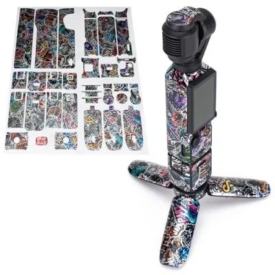 Abbildung von WRAPGRADE Skin Aufkleber Kompatibel mit DJI Osmo Pocket 3 Abziehbild (Metal Sticker Bomb)