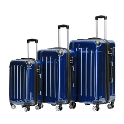 Abbildung von BEIBYE Hartschalen Koffer Trolley Rollkoffer Reisekoffer 4 Zwillingsrollen Polycabonat (Blau, Kofferset)