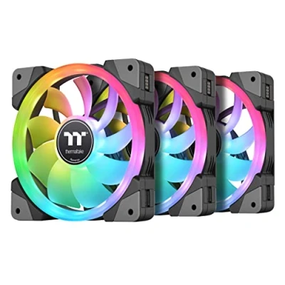Abbildung von Thermaltake SWAFAN EX 14 RGB PC Lüfter, 3 Stück, 500 2000 U/min, Magnetanschluss, umkehrbare Flügel, Controller enthalten, CL F144 PL14SW A