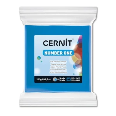Abbildung von Cernit CE0900250200C Block Modelliermasse (Polymer) NUMBER ONE, ofenhärtend, sofort gebrauchsfähig, 250g, ideal für DIY, Schmuck &amp; Figuren, Einsteiger und Hobbykünstler, Blau 1 Stück