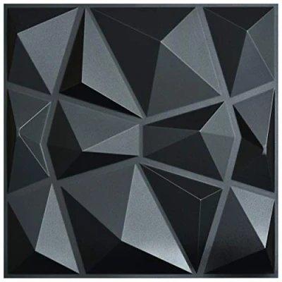Abbildung von Art3d 12 Stück Wandpaneele, strukturiert, 3D, Schwarz, Wandplatte, dekorativ, Wohnzimmer, Ziegel Effekt, 50 x cm, 3 m²