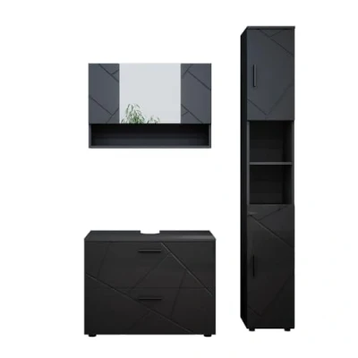 Abbildung von Vicco Badmöbel Set Irma, Anthrazit Hochglanz, 3 Teile, mit Unterschrank 80 cm, (3 St., er Set)