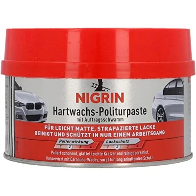 Abbildung von Nigrin Hartwachs Politurpaste mit Auftrageschwamm Autopolitur