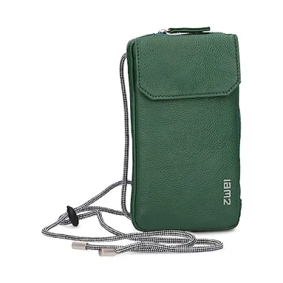 Abbildung von Zwei Handytasche zum Umhängen MADEMOISELLE.M MP30 Smartphone Etui &amp; Geldbörse 2 in 1, umlaufender Reißverschluss, längenverstellbarer Riemen, Mini Handtasche 19 x 10 3 cm (moos)