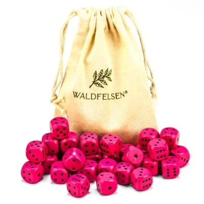 Abbildung von Waldfelsen 6, 12, 20, 30 oder 50 hochqualitative Holzwürfel aus echtem Buchenholz Augenwürfel Spielwürfel Holz in 16 mm Standardwürfel mit Stoffbeutel Würfelset (Rose, Stück)