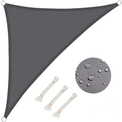Abbildung von WOLTU Sonnensegel Dreieck 3,6x3,6x5,1m Grau wasserabweisend Sonnenschutz Polyester Windschutz mit UV Schutz für Garten Terrasse Camping