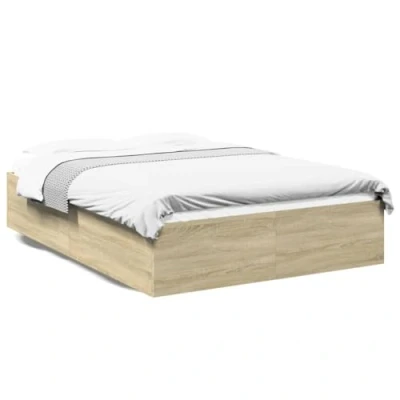 Abbildung von vidaXL Bettgestell, Bett Doppelbett für Schlafzimmer, Bettrahmen mit Lattenrost, Schlafzimmerbett Modernes Design, Sonoma Eiche 120x200cm Holzwerkstoff