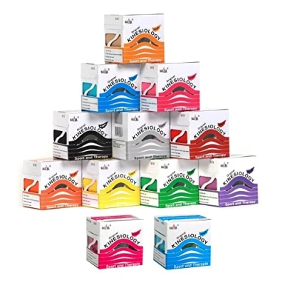Abbildung von Nasara Original Kinesiologie Tape, Sparsets mit 2 bis 12 Rollen. Viel Farben und Kombinationen. Rollengröße 5cm x 5m (Viele im12er Set)