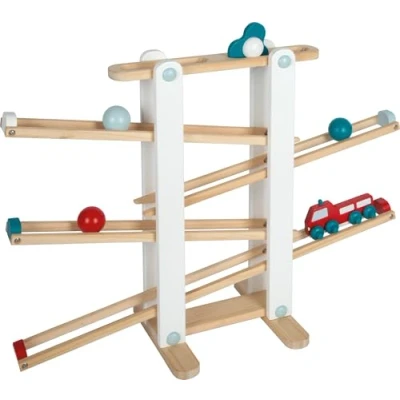 Abbildung von small foot Kugelbahn aus Holz, XL Motorikspielzeug mit 3 Kugeln und Feuerwehrfahrzeug, für Kinder ab 18 Monaten, 12549