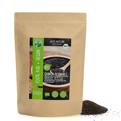 Abbildung von Bio Quinoa schwarz (1kg), schwarze aus kontrolliert biologischem Anbau, glutenfrei, laktosefrei, laborgeprüft, vegan, 100% naturrein ohne Zusätze