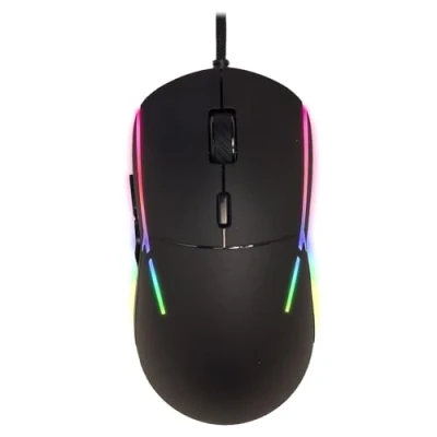 Abbildung von SPYCO Gaming Maus PMW 3360 Chipsatz 12.000 DPI 1000 Hz Polling Rate RGB Licht 96 g 6 programmierbare Tasten Paracord Kabel, Schwarz,