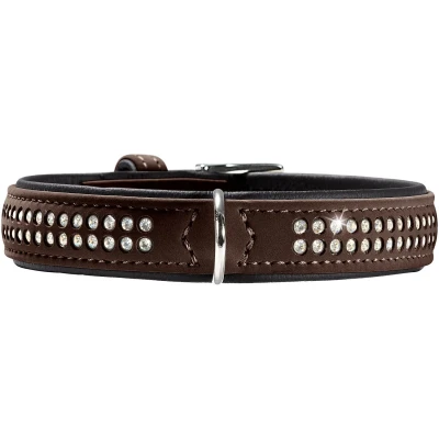 Abbildung von HUNTER SOFTIE DELUXE Hundehalsband, Kunstleder, glitzernde Strasssteine, 35 (XS), braun