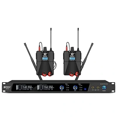 Abbildung von D Debra Audio PRO ER 202 UHF Dual Channel Wireless In Ear Monitor System mit Sender und Empfänger für Bühne, Tonstudio, Musiker, Monitoring (2 Bodypack with Transmitter)