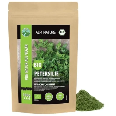 Abbildung von Bio Petersilie getrocknet (100g), gerebelt, aus kontrolliert biologischem Anbau, laborgeprüft, 100% rein und naturbelassen