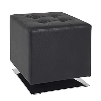 Abbildung von HAKU Möbel Hocker Chrom, schwarz, Kunstleder, Metall Maße: B 40 cm x H 42 T cm, Style: Modern