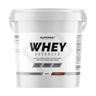 Abbildung von Superset Nutrition 100% Whey Protein Advanced (4kg) 74% Isolat + Konzentrat Hydrolysat, Optimierte Verdauung, Reich an BCAA und Glutamin Schokolade