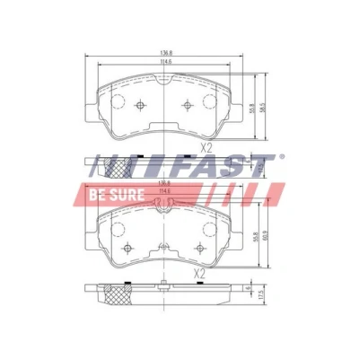Abbildung von FAST FT29545 Bremsbelagsatz Hinterachse für Verschleißwarnanzeiger vorbereitet FORD: Transit V363 Kastenwagen, Tourneo Custom V362 Bus