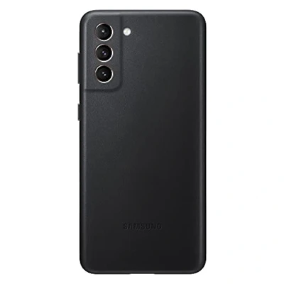 Abbildung von Samsung Galaxy S21 Plus Hülle Echtleder Hard Case/Backcover Handyhülle Schwarz