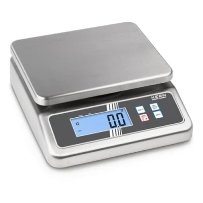 Abbildung von KERN Kompakte Edelstahl Tischwaage mit Großen Wägebereichen und Schutzart IP67 Gegen Staub Spritzwasser, Wägebereich 8/15kg, Ablesbarkeit 1/2g