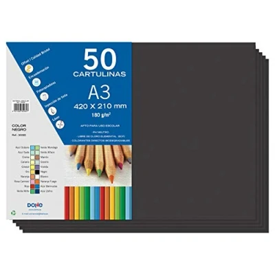 Abbildung von Dohe A3 Karton, schwarz, für Bastelarbeiten und Druck (50 Stück) 21 x 29,7 cm 180 g/m² Büromaterial
