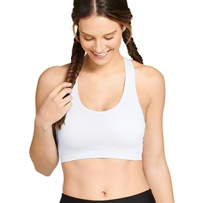 Abbildung von Jockey Damen BH Mid Impact Abnehmbare Cup Nahtloser Sport BH, Reines Weiß, Large