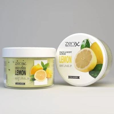Abbildung von Zenix Face &amp; Body Scrub 275ml Hautreinigendes Peeling für Gesicht und Körper entfernt abgestorbene Zellen klärt Talg pflegt die Haut Spendet der Feuchtigkeit (Lemon)