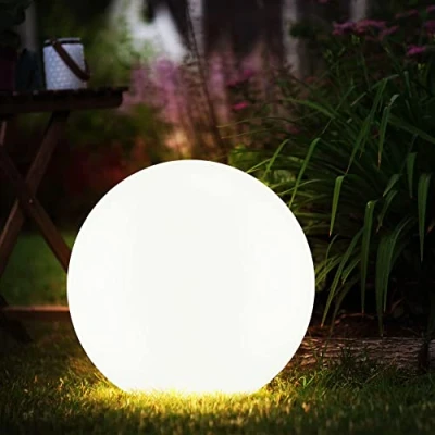 Abbildung von etc shop Solarlampen für Außen Kugel Gartenleuchten Erdspieß Kugelleuchte Solar LED Solarkugel den Garten, weiß Silber, warmweiß, Durchmesser:20 cm