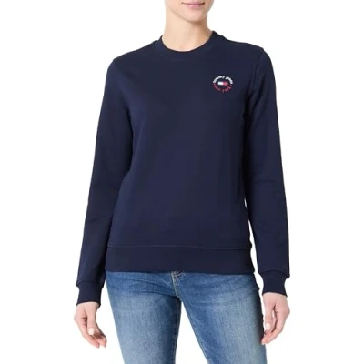 Abbildung von Tommy Jeans TJW Essential LOGO CREW Sweatshirt, Damen, Größe: Large, Dark night navy